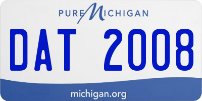 MI license plate DAT2008