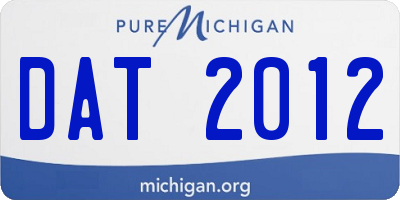 MI license plate DAT2012