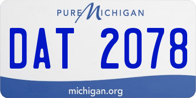 MI license plate DAT2078
