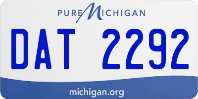 MI license plate DAT2292