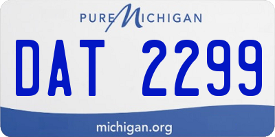 MI license plate DAT2299