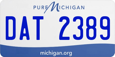 MI license plate DAT2389
