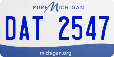 MI license plate DAT2547