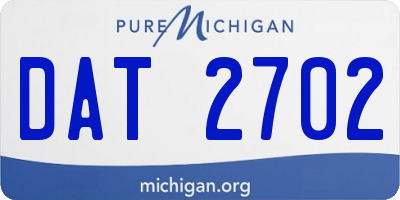 MI license plate DAT2702