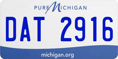 MI license plate DAT2916