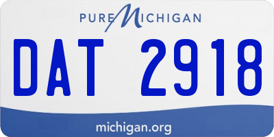 MI license plate DAT2918