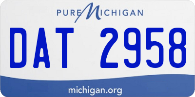 MI license plate DAT2958
