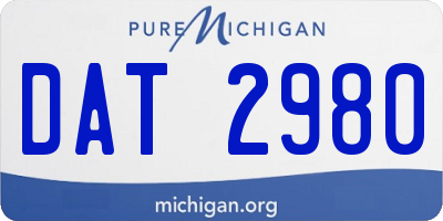 MI license plate DAT2980