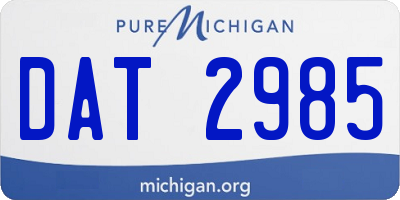 MI license plate DAT2985