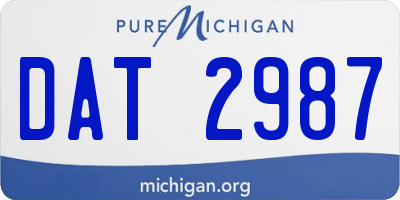 MI license plate DAT2987