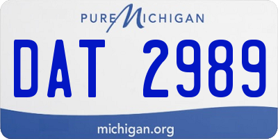 MI license plate DAT2989