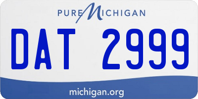 MI license plate DAT2999