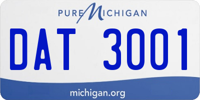 MI license plate DAT3001