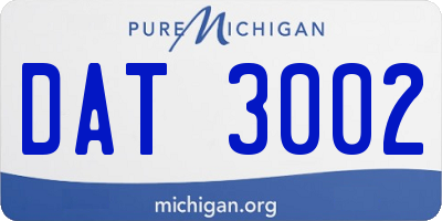 MI license plate DAT3002