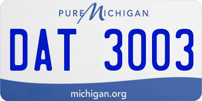 MI license plate DAT3003