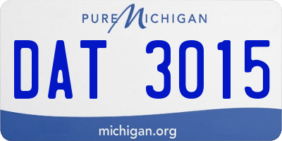 MI license plate DAT3015