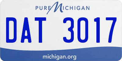 MI license plate DAT3017