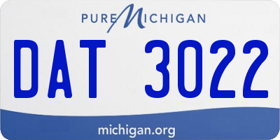 MI license plate DAT3022