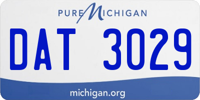 MI license plate DAT3029