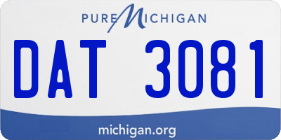 MI license plate DAT3081