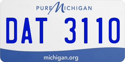 MI license plate DAT3110