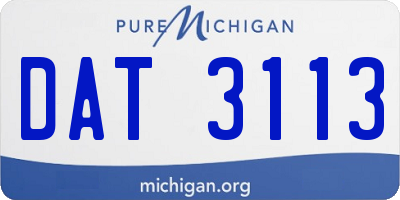 MI license plate DAT3113