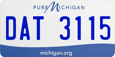 MI license plate DAT3115