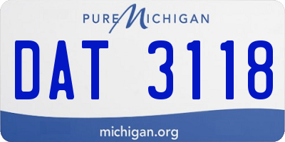 MI license plate DAT3118