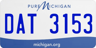 MI license plate DAT3153