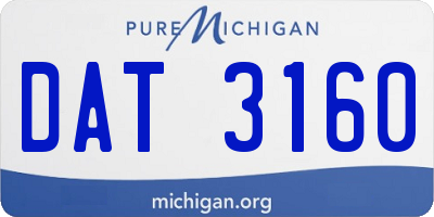 MI license plate DAT3160