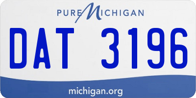 MI license plate DAT3196