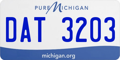 MI license plate DAT3203
