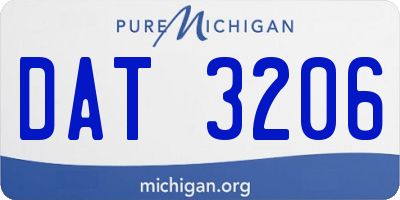 MI license plate DAT3206