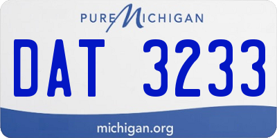MI license plate DAT3233