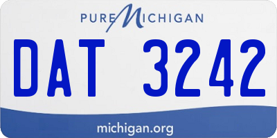 MI license plate DAT3242