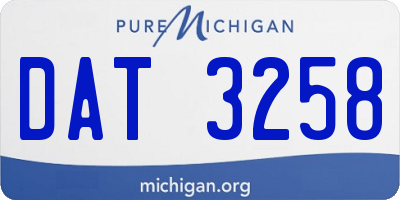 MI license plate DAT3258