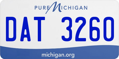 MI license plate DAT3260