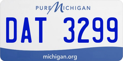 MI license plate DAT3299