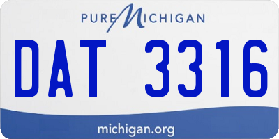 MI license plate DAT3316