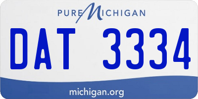 MI license plate DAT3334