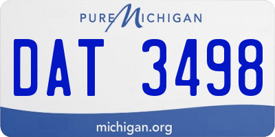 MI license plate DAT3498