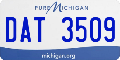 MI license plate DAT3509