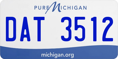 MI license plate DAT3512