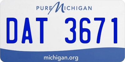 MI license plate DAT3671