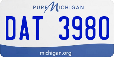 MI license plate DAT3980