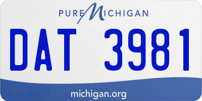 MI license plate DAT3981