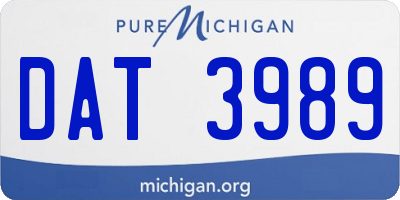 MI license plate DAT3989