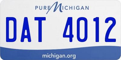 MI license plate DAT4012