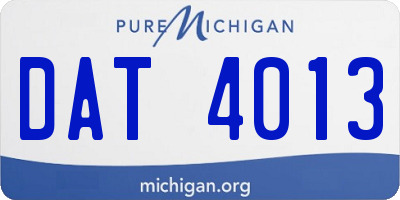 MI license plate DAT4013