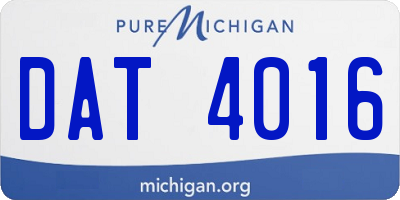 MI license plate DAT4016